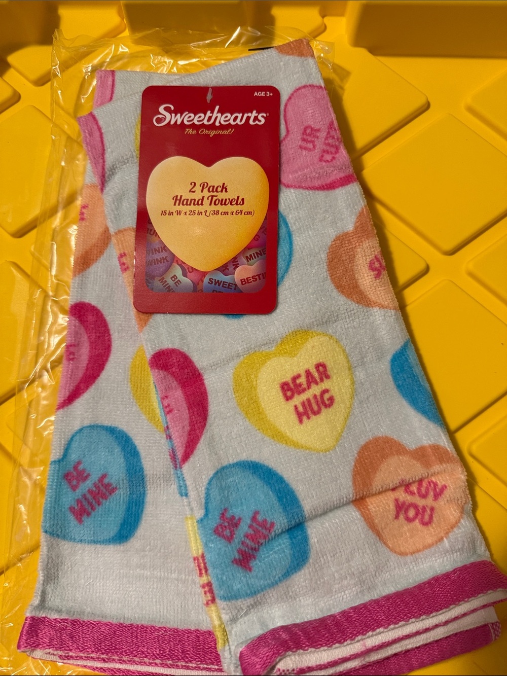 Pink Multi Heart Pattern Hand Towels - 2 Pack
